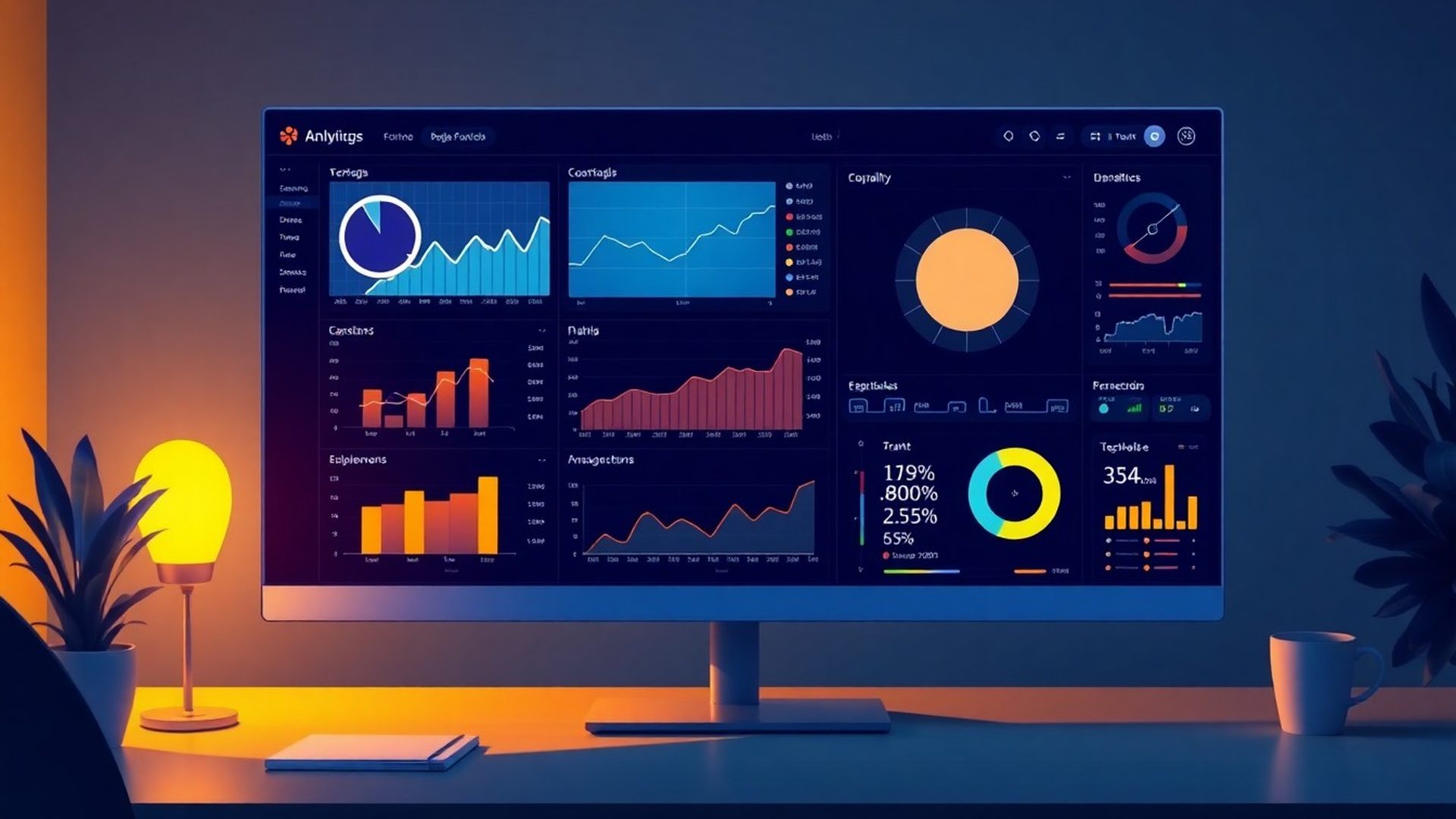 Dashboard interactiv Grup Constantin cu vizualizări de date în ton indigo-tech