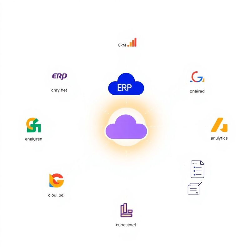 Diagramă a integrărilor native — ERP, CRM, Google Analytics conectate la platforma Grup Constantin